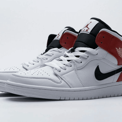 Men's Air Jordan 1 Mid White Black Gym Red Shoes