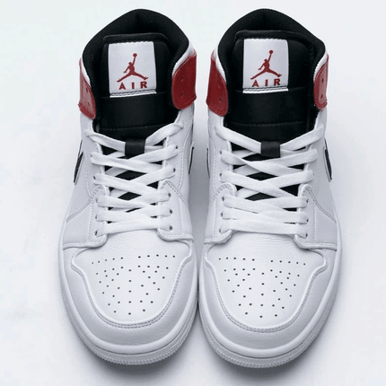 Men's Air Jordan 1 Mid White Black Gym Red Shoes