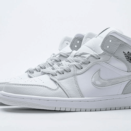 Men's Air Jordan 1 Mid White Camo Shoes