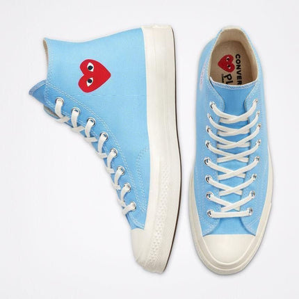 Men's Play Comme Des Garcons X Converse High Top Blue Shoes