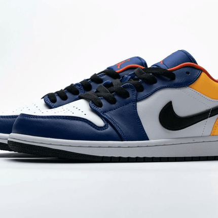 Men's Air Jordan 1 Low Blue Yellow Orange Shoes