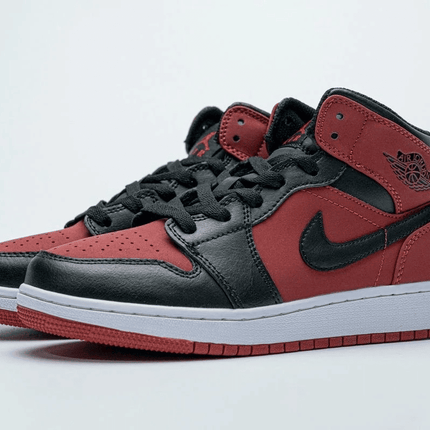 Men's Air Jordan 1 Mid Banned Gym Red Black Shoes