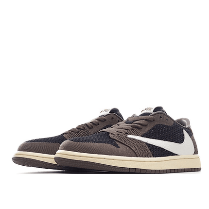 Men's Air Jordan 1 Low Flyknit x Travis Scott Olive Green Shoes