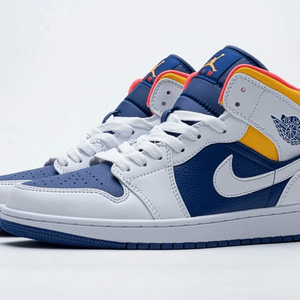 Men's Air Jordan 1 Mid Royal Blue Laser Orange Shoes