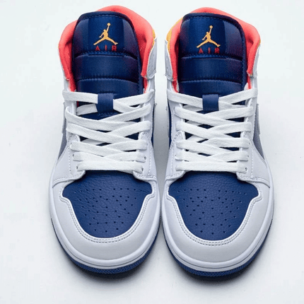 Men's Air Jordan 1 Mid Royal Blue Laser Orange Shoes
