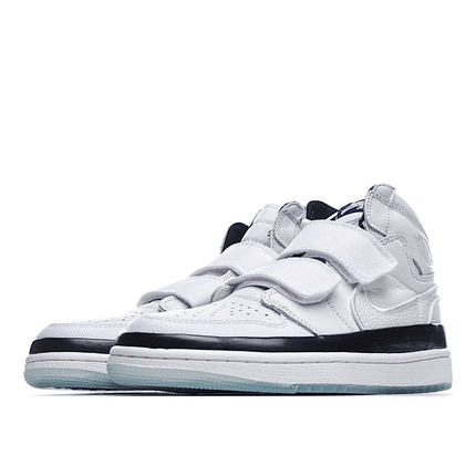 Men's Air Jordan 1 Double High Strap White Black Line Shoes