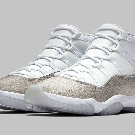 Men's Air Jordan 11 White Metallic Silver Shoes