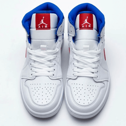 Men's Air Jordan 1 Mid SE White Blue Red Shoes