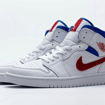 Men's Air Jordan 1 Mid SE White Blue Red Shoes