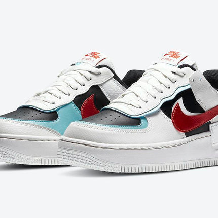 Men's Air Force 1 Shadow Bleached Aqua Chile Red Shoes