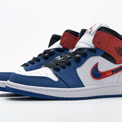 Men's Air Jordan 1 Mid Multicolor Swoosh Shoes