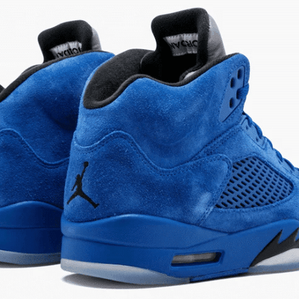 Men's Air Jordan 5 Retro Blue Suede Shoes