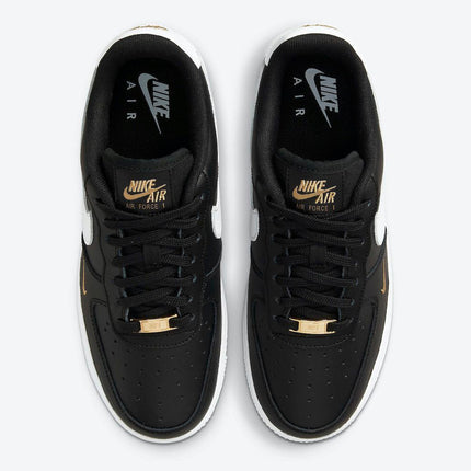 Men's Air Force 1 Gold Mini Swooshes Black Shoes
