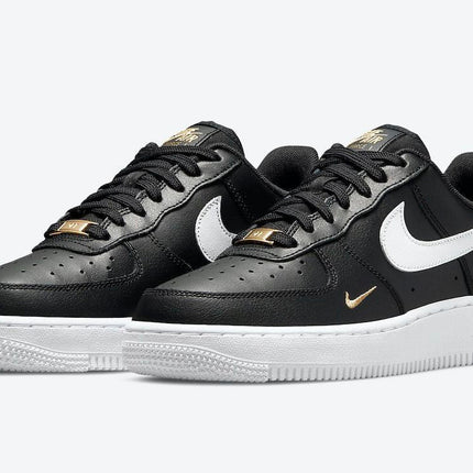 Men's Air Force 1 Gold Mini Swooshes Black Shoes