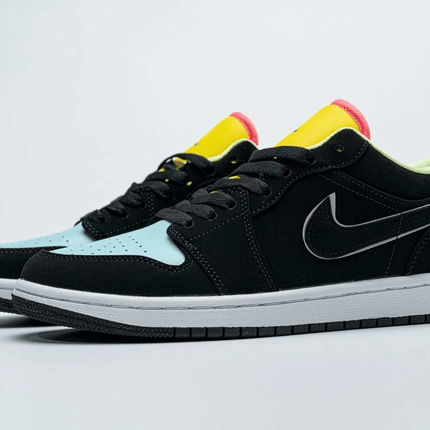 Men's Air Jordan 1 Low Black Yellow Blue Shoes
