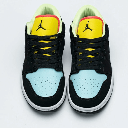 Men's Air Jordan 1 Low Black Yellow Blue Shoes