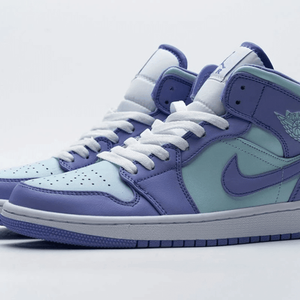 Men's Air Jordan 1 Mid Purple Aqua Blue Shoes