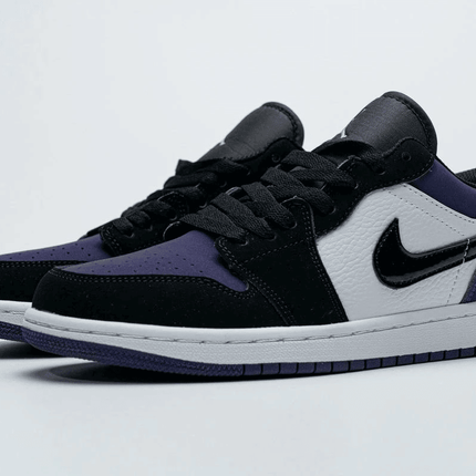 Men's Air Jordan 1 Low Black White Purple Shoes