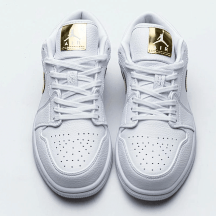 Men's Air Jordan 1 Low White Metallic Gold Shoes