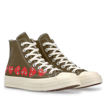 Men's Play Comme Des Garcons X Converse High Top Khaki Shoes
