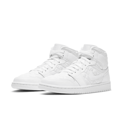 Men's Air Jordan 1 Mid White Quilted Shoes