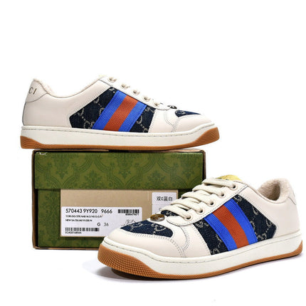 Men's Gucci Screener Blue Red Sneaker Shoes
