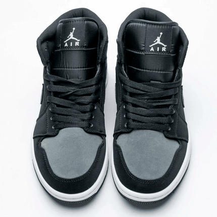 Men's Air Jordan 1 Mid White Black Grey Shoes