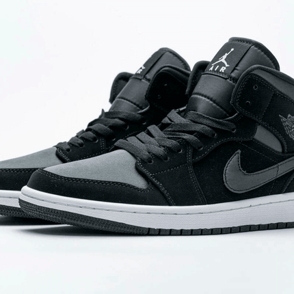 Men's Air Jordan 1 Mid White Black Grey Shoes