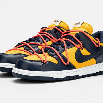 Men's OFF WHITE X SB Dunk Low White Michigan Shoes