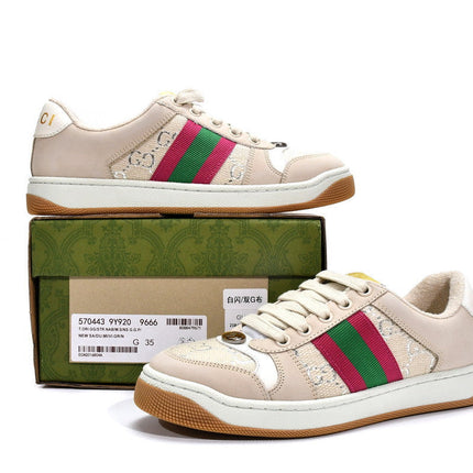 Men's Gucci Screener Pink Green Sneaker Shoes