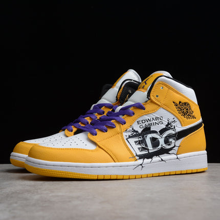 Men's Air Jordan 1 EDG Mid Lakers Shoes