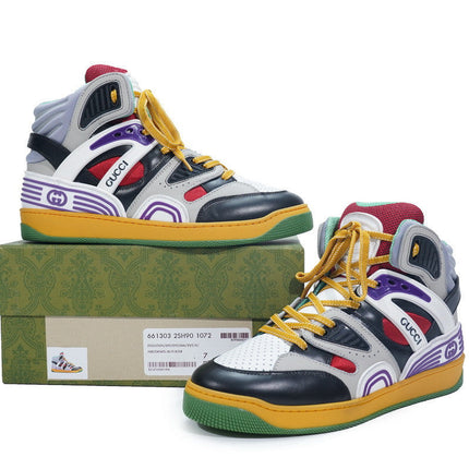 Men's Gucci Basket Black Red White Sneaker Shoes