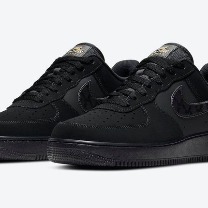 Men's Air Force 1 Low Branded Swooshes Black Nubuck Shoes