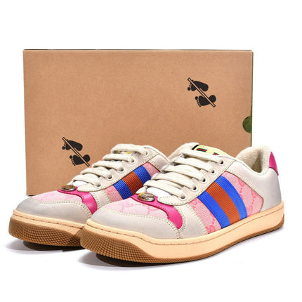 Men's Gucci Screener White Black Pink Sneaker Shoes
