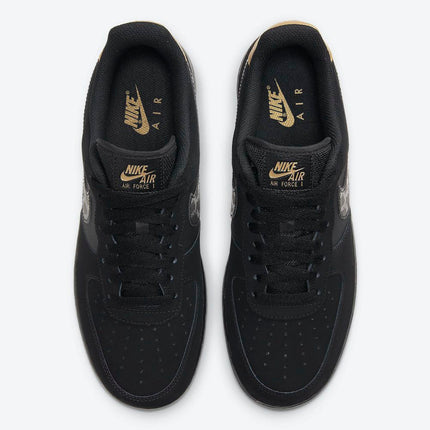 Men's Air Force 1 Low Branded Swooshes Black Nubuck Shoes