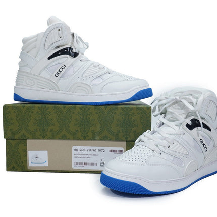 Men's Gucci Basket White Blue Sneaker Shoes
