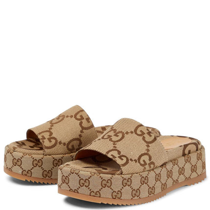 Women's Gucci Maxi Canvas Platform Slides Shoes
