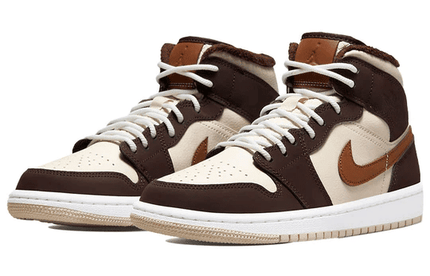 Men's Air Jordan 1 Mid SE Cream Dark Chocolate Shoes