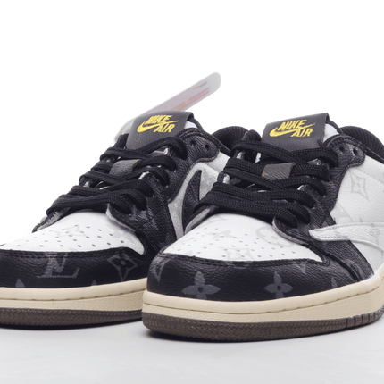 Men's Air Jordan 1 Low x LV x Fragment x Travis Scott Brown Black White Shoes