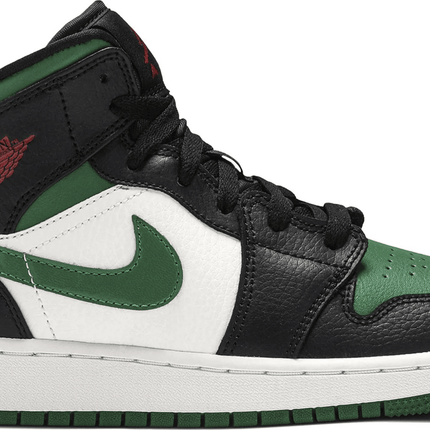Men's Air Jordan 1 Mid GS Black Pine Green Shoes