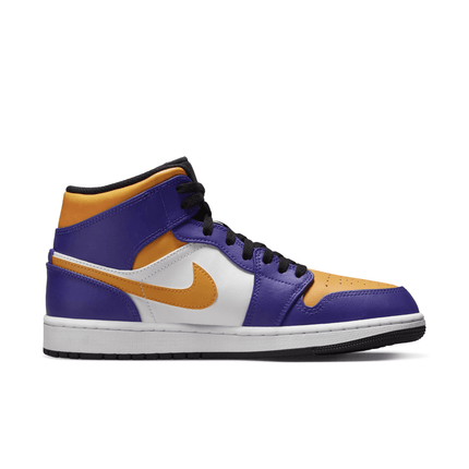 Men's Air Jordan 1 Mid Purple White-Yellow Shoes
