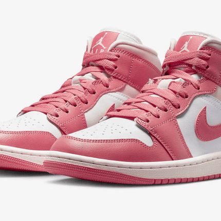 Men's Air Jordan 1 Mid Strawberries And Cream Pink White Shoes