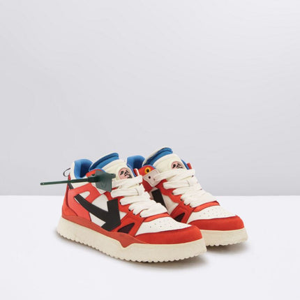 Men's Off White Men Mid -Top Sponge Sneaker In Red Black