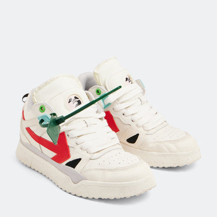 Men's Off White Men Mid -Top Sponge Sneaker In White Red
