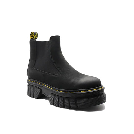 Meral Durable Cowhide Leather Matte Goodyear Welt Thick-Soled Black Boots