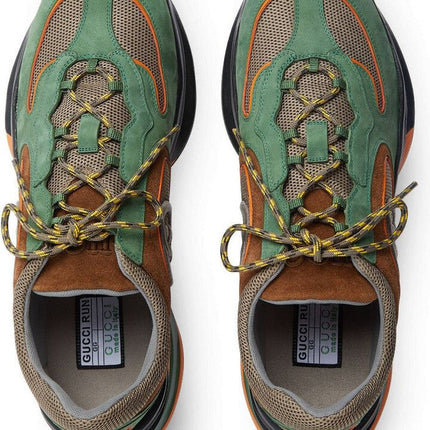 Men's Gucci Run Lace-Up Green Sneakers