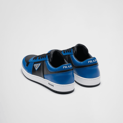 Prada Downtown Leather Black Cobalt Blue Sneakers