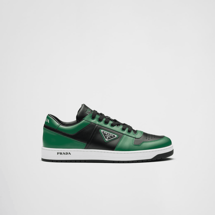 Prada Downtown Leather Black Green Sneakers