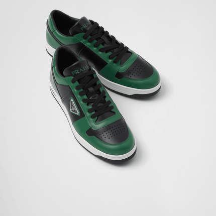 Prada Downtown Leather Black Green Sneakers