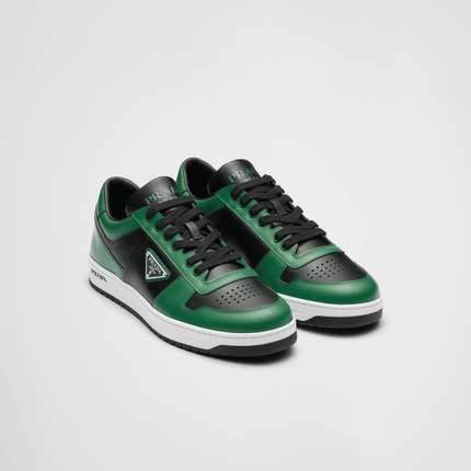 Prada Downtown Leather Black Green Sneakers